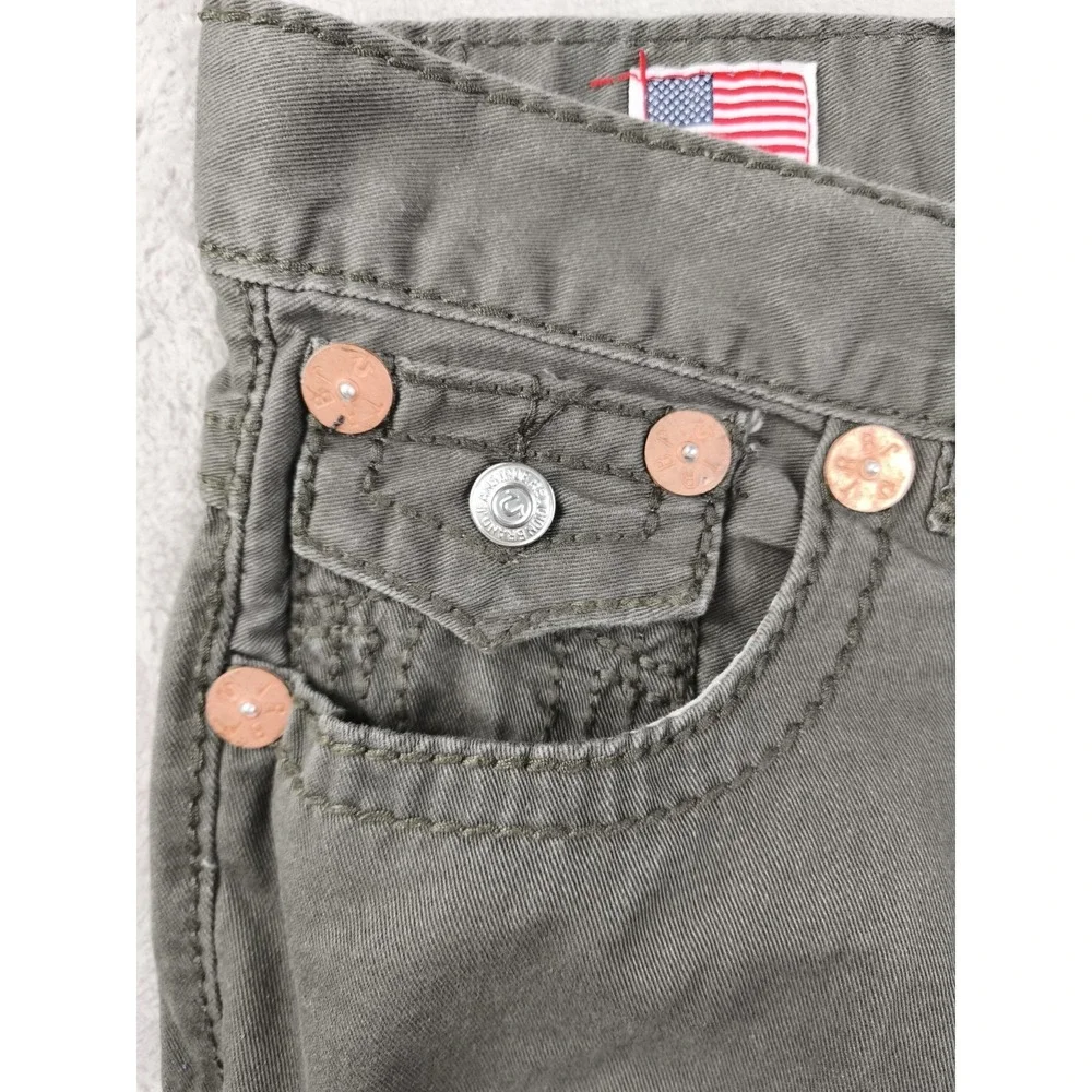 True Religion Johnny Super T Jeans Mens 40 Olive Green Flap Pocket USA